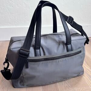 Away Everywhere Weekender Duffle Bag Luggage Gray Nylon Black Leather